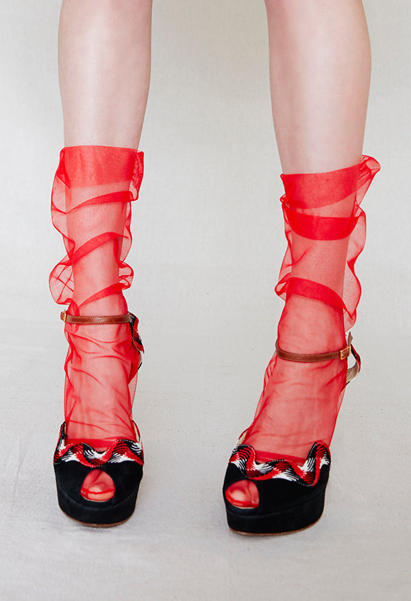 Italian Tulle Socks | Red
