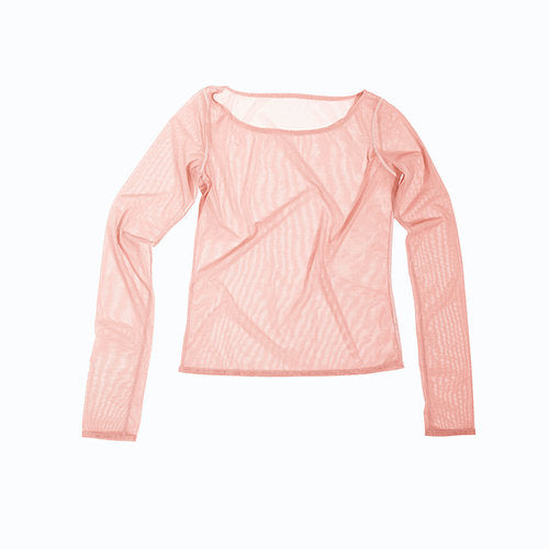 Net Long Sleeve Top | Terracotta